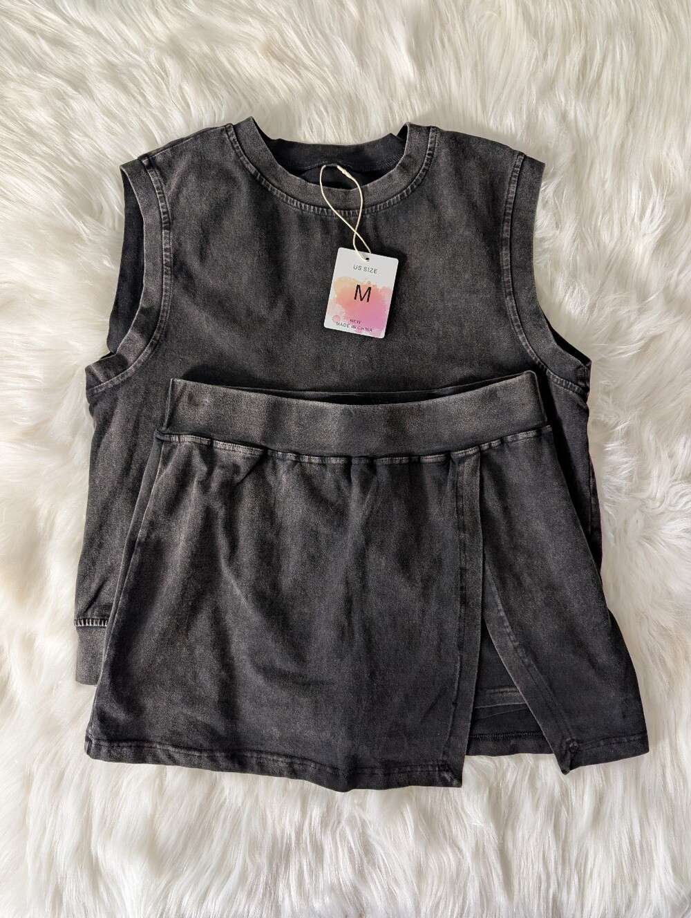 Washed Black Top & Skort Set